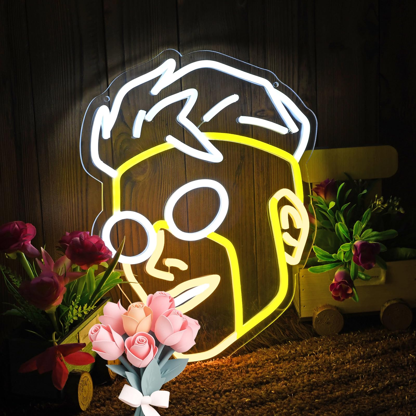 Heroic Head Silhouette LED Neon Sign - Invinc Comic Style Wall Light Decor, 14 x 11 inches, USB Dimmable Superhero Decor for Man Cave & Gaming Room-image-3
