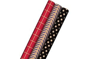 Hallmark Minimalist Christmas Wrapping Paper, Reversible Designs