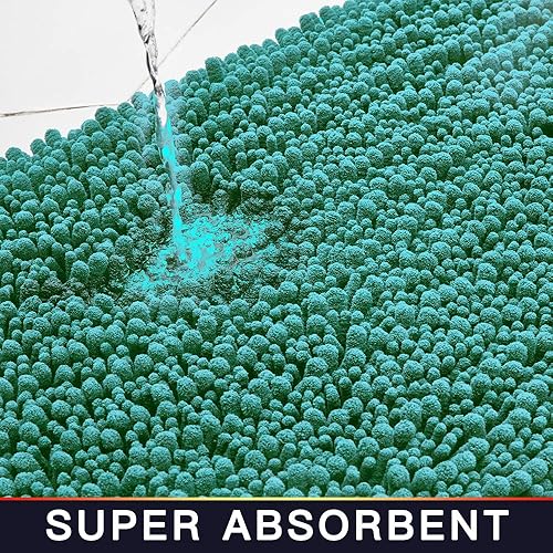 Miniatura 5 de Walensee Alfombra de contorno de baño antideslizante para inodoro en forma de U (20 x 24 pulgadas, turquesa), absorbente de agua, súper suave,