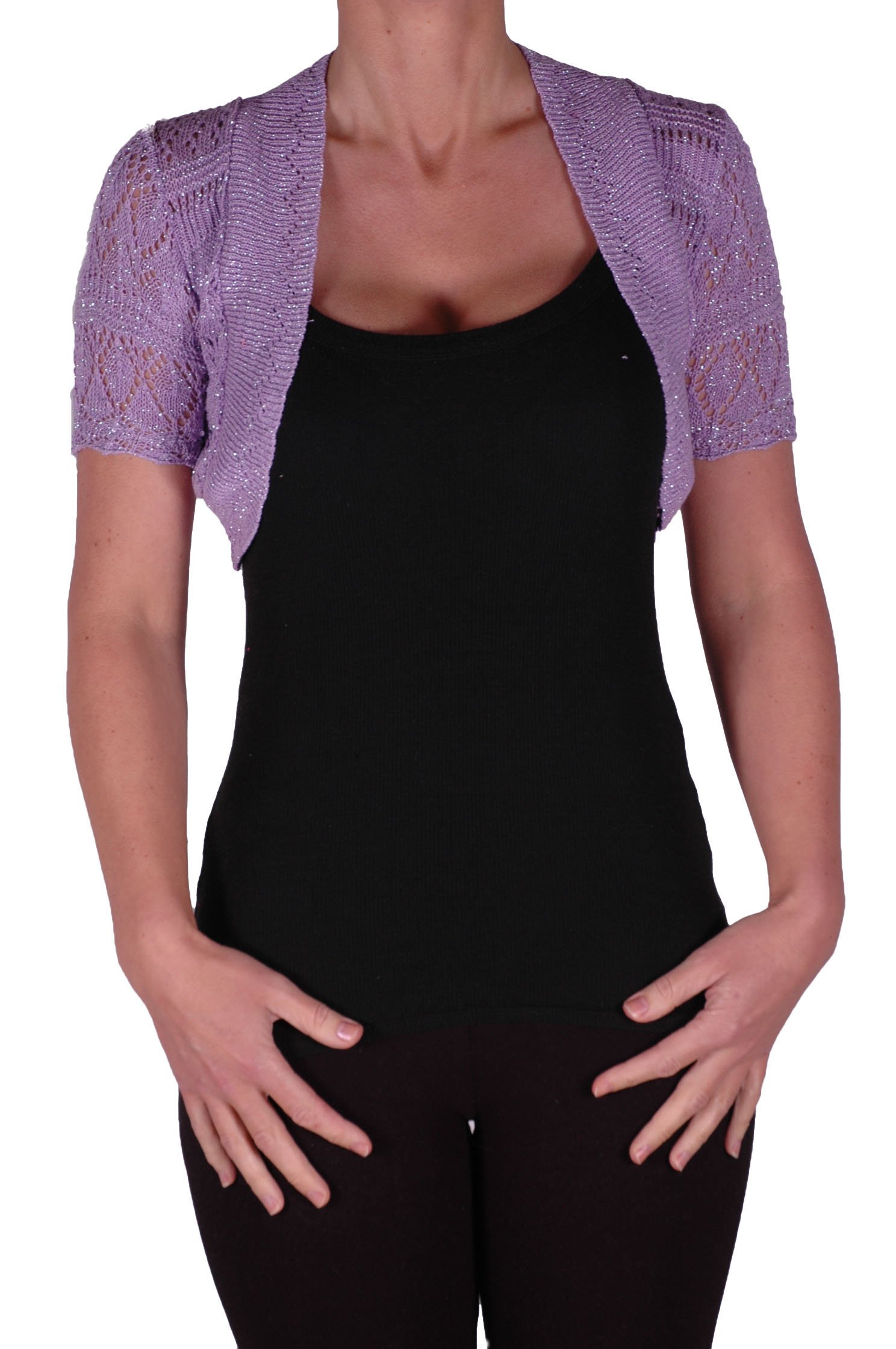Eye Catch EyeCatchKnitwear - Erin Lurex One Size Bolero Knit Shrug Lilac
