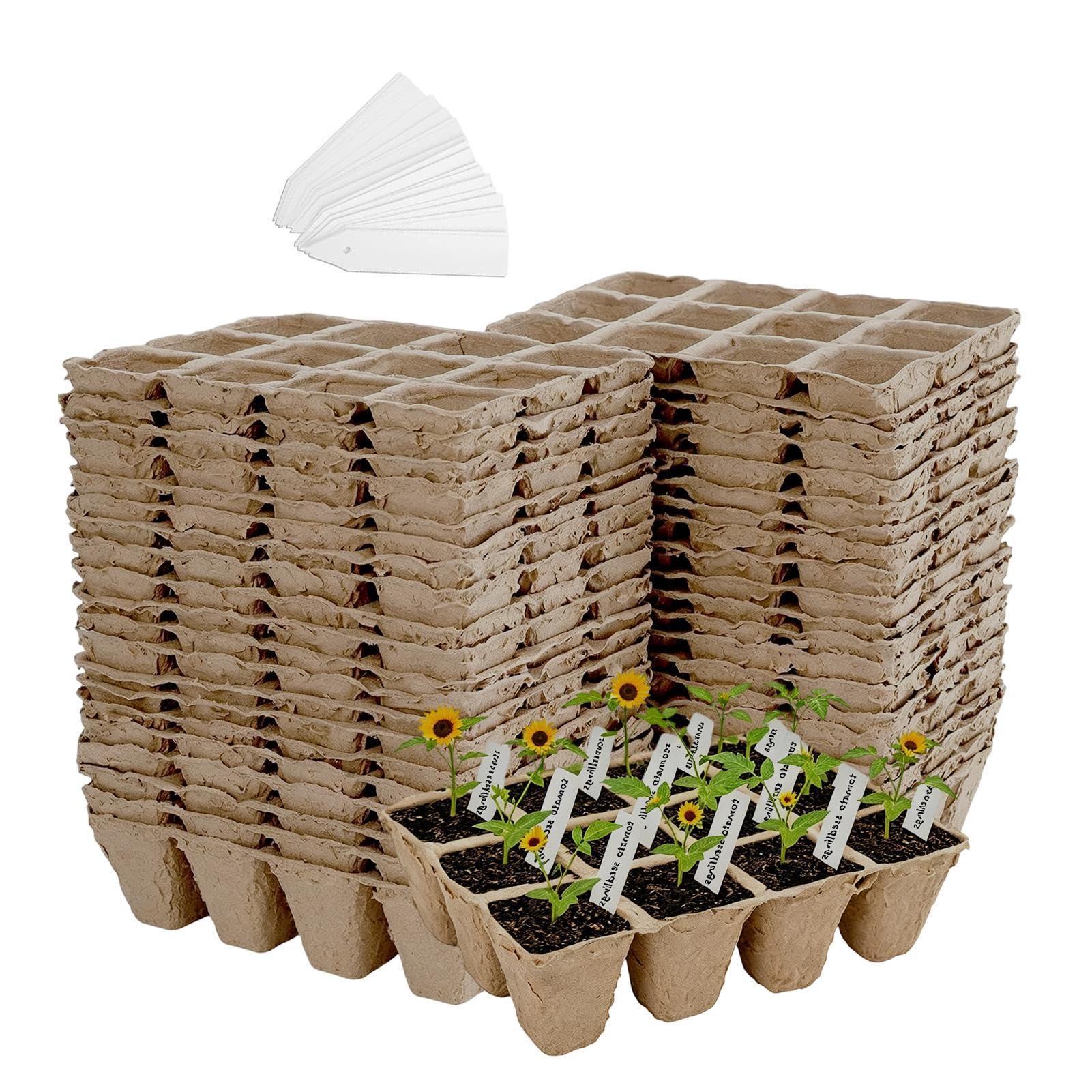 Vasetti Compostabili Vassoio per la Germinazione da 40 Pezzi con le | Vasetti di Torba per la Semina Da usare in Esterno ed Interno Giardino Cortile Balcone Serra e Casa