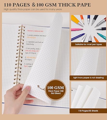Vista 32 de Cuaderno de papel cuadriculado, cuaderno en espiral de 8.5 x 11 pulgadas, cuadernos de cuadrícula grande A4 para mujeres y hombres, papel gráfico