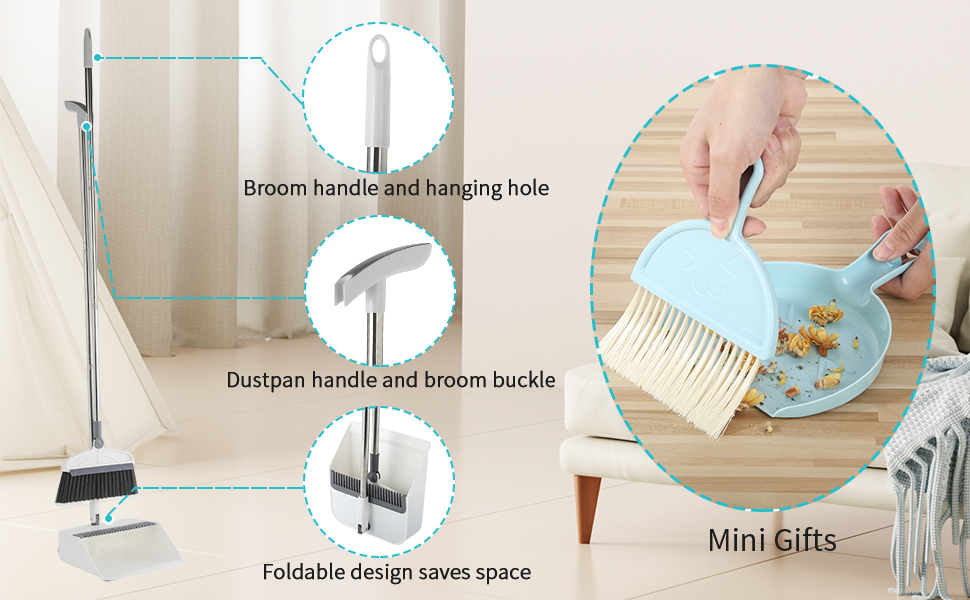 Amazon.com: Broom with Dustpan Combo Set, 2 in 1 Broom and Dustpan