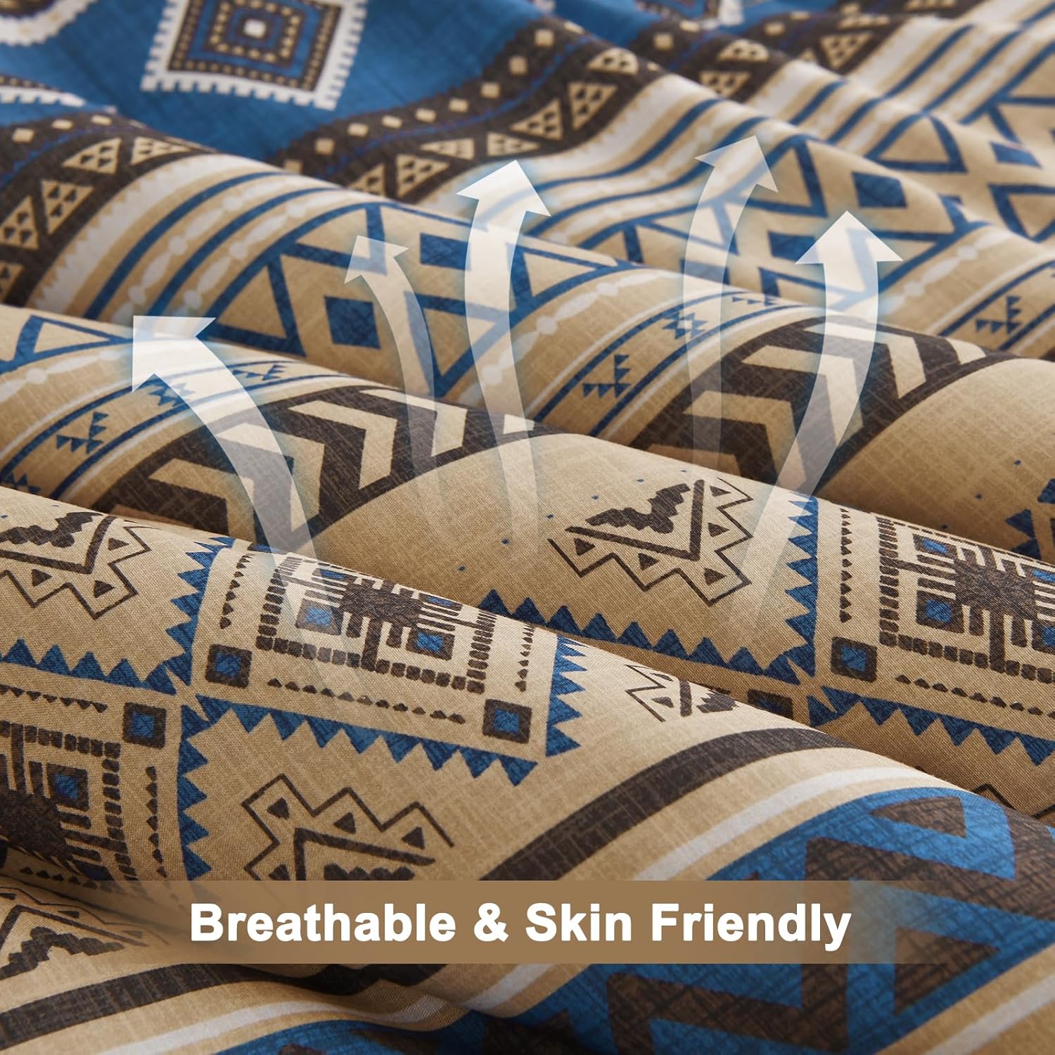 Mybedsoul Brown Boho Style Comforter Set 7 Pieces, Queen Size Aztec Bed in a Bag, All-Season Bedding Set with Sheets & Pillow Shams, Bohemian Geometric Striped Pattern - Image 6