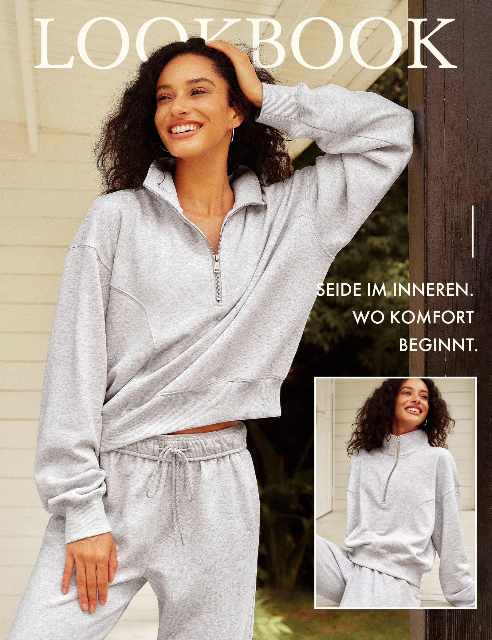 LilySilk Damen Seide silkerry Strick Pullover halbzip Oversized