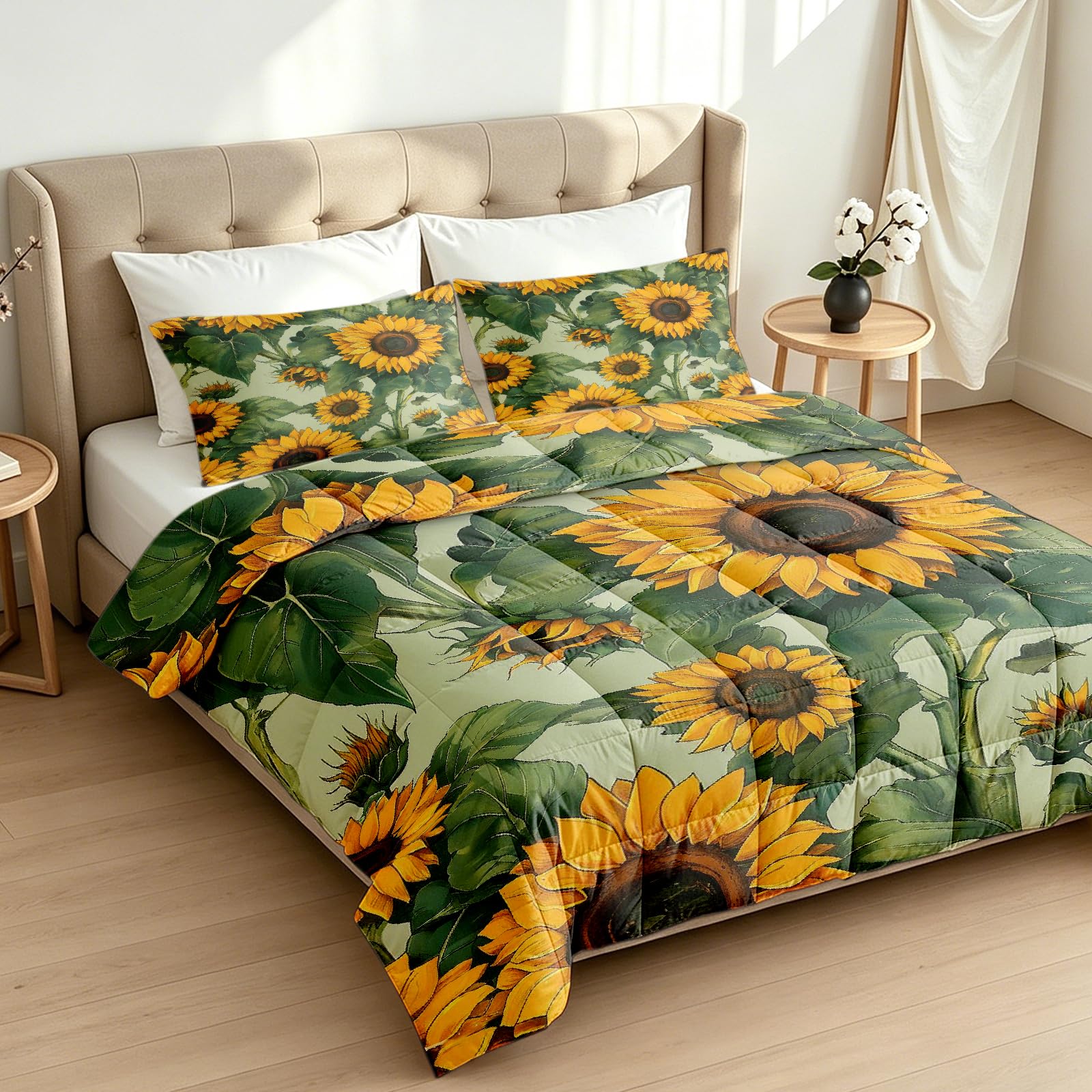 Generisch Daunendecke 155x220 4 Jahreszeiten Sonnenblumen 3D Wende