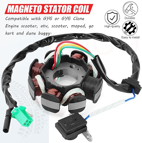 Miniatura 4 de Bobina de encendido Magneto Estator CA 8 polos 5 cables compatible con GY6 125cc 150cc 125 ATV Scooter Ciclomotor Go Kart Buggy Quad 4 tiempos Pit