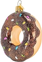 Vista 5 de Old World Christmas Adorno soplado de vidrio de dona esmerilado de chocolate para árbol de Navidad