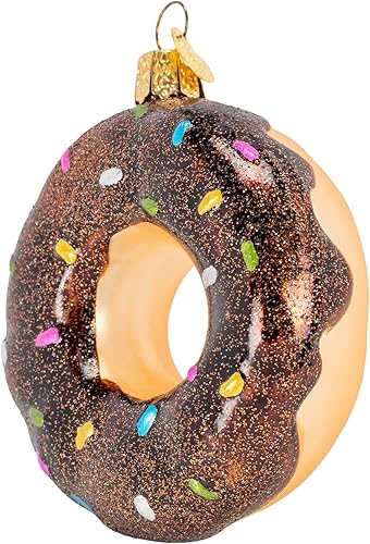 Miniatura 6 de Old World Christmas Adorno soplado de vidrio de dona esmerilado de chocolate para árbol de Navidad