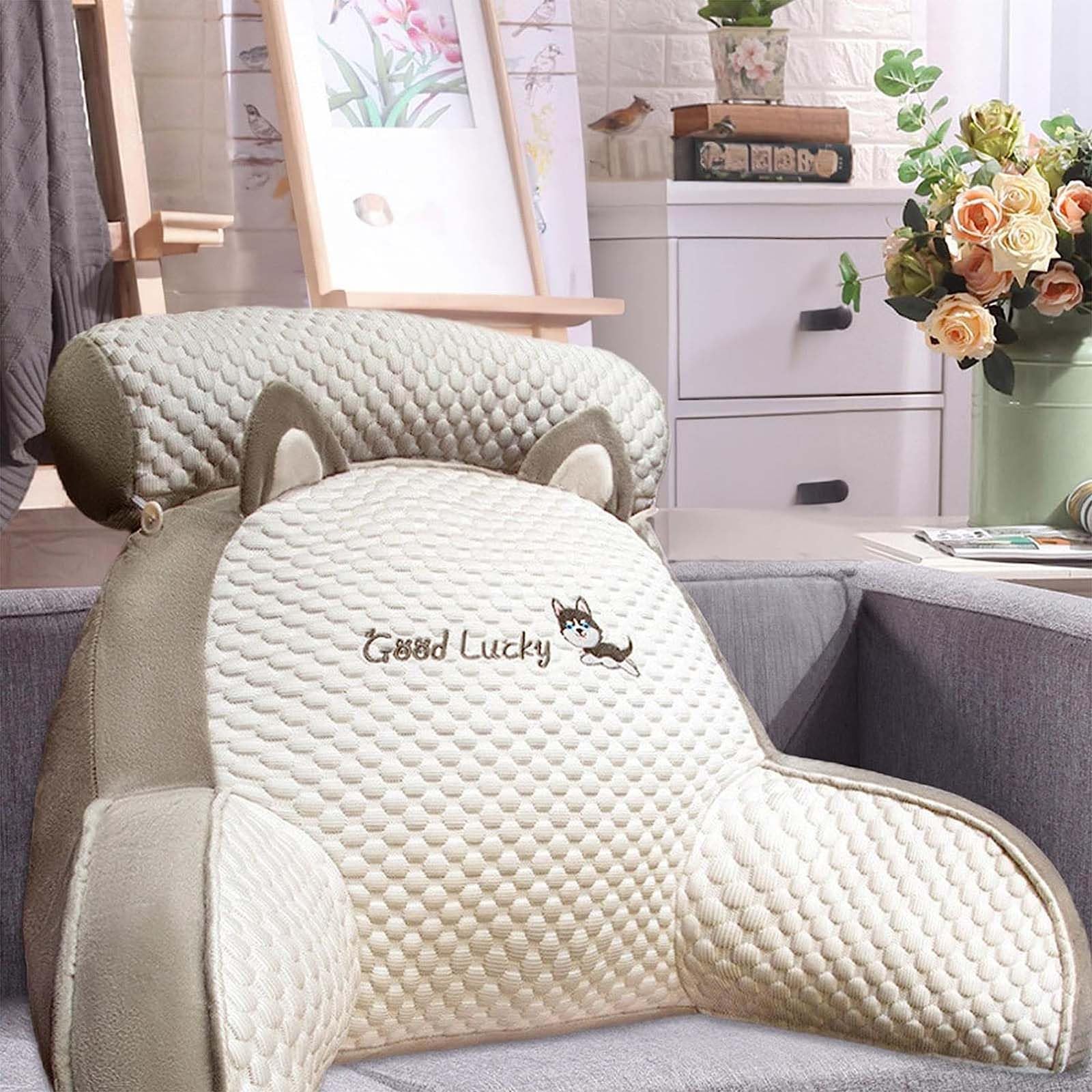 FJAUOQ Oreiller de Lecture avec Accoudoirs Coussin de Lecture Coussin Support Lombaire Oreiller de Lecture de lit Confort Et Ergonomie Coussin Cale Dos Canapé pour Lit Fauteuil Canape,004,65x45cm