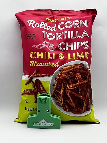 Miniatura 1 de Trader Joe's - Chips de tortilla de maíz enrollados con sabor a chile y lima con clip de chips Grafton Way (paquete de 1)