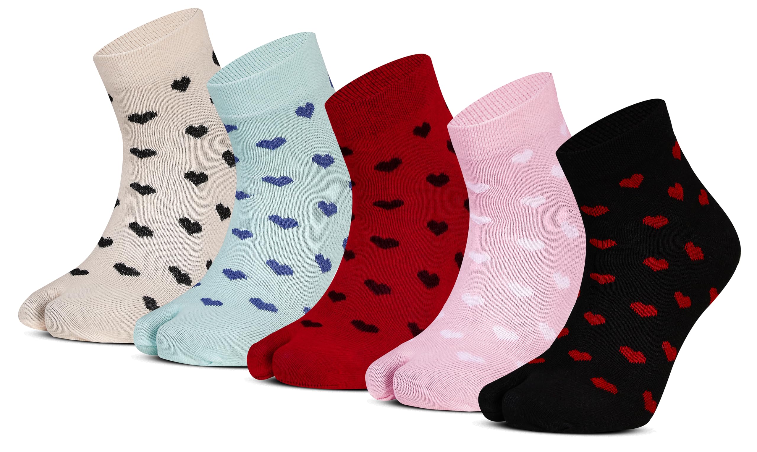 Women's Ankle Length Soft Cotton Thumb Multicolored Socks, Pack of 5, Free Size