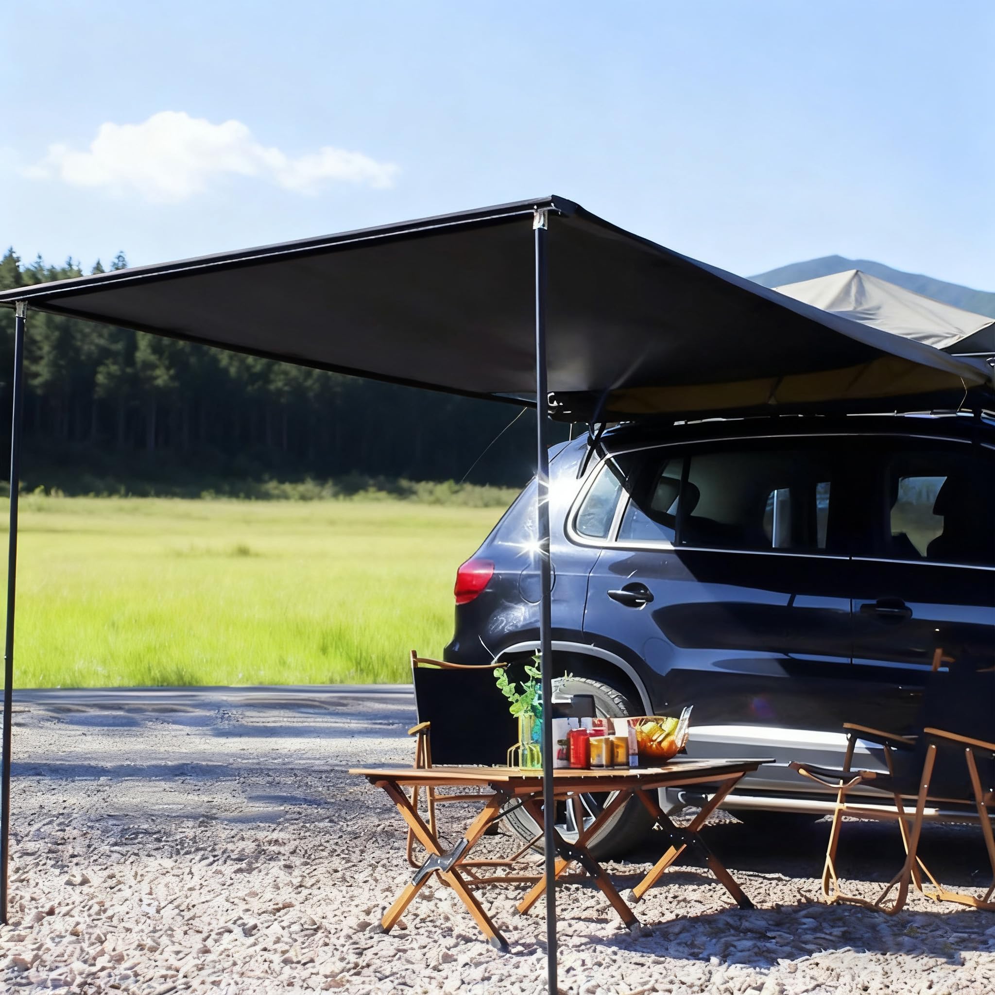 Tenda laterale per auto con borsa per il trasporto, parasole impermeabile per campeggio, camion, furgoni, SUV, portapacchi 200 x 250 cm