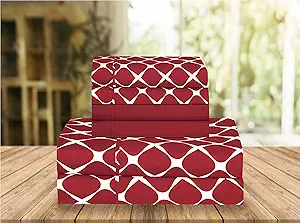 Elegant Comfort Luxury Soft Bed Sheets Bloomingdale Pattern - 1500 Premium Hotel Quality Microfiber Softness Wrinkle and Fade Resistant (4-Piece) Bedding Set, Twin/Twin XL, Burgundy