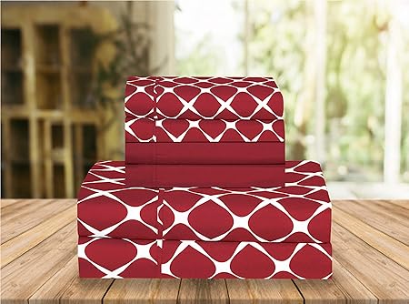 Elegant Comfort Luxury Soft Bed Sheets Bloomingdale Pattern - 1500 Premium Hotel Quality Microfiber Softness Wrinkle and Fade Resistant (4-Piece) Bedding Set, Twin/Twin XL, Burgundy