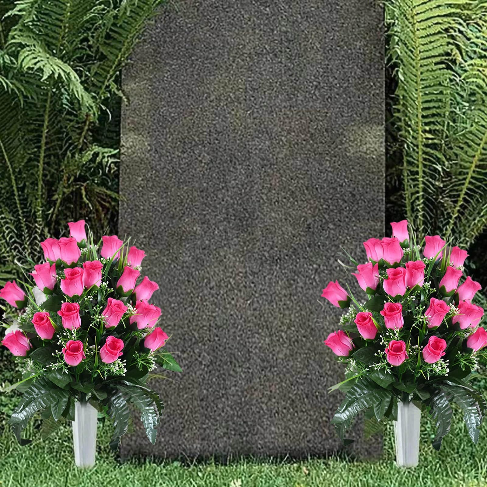 Artlines 2 fiori artificiali per cimitero per tomba commemorativa