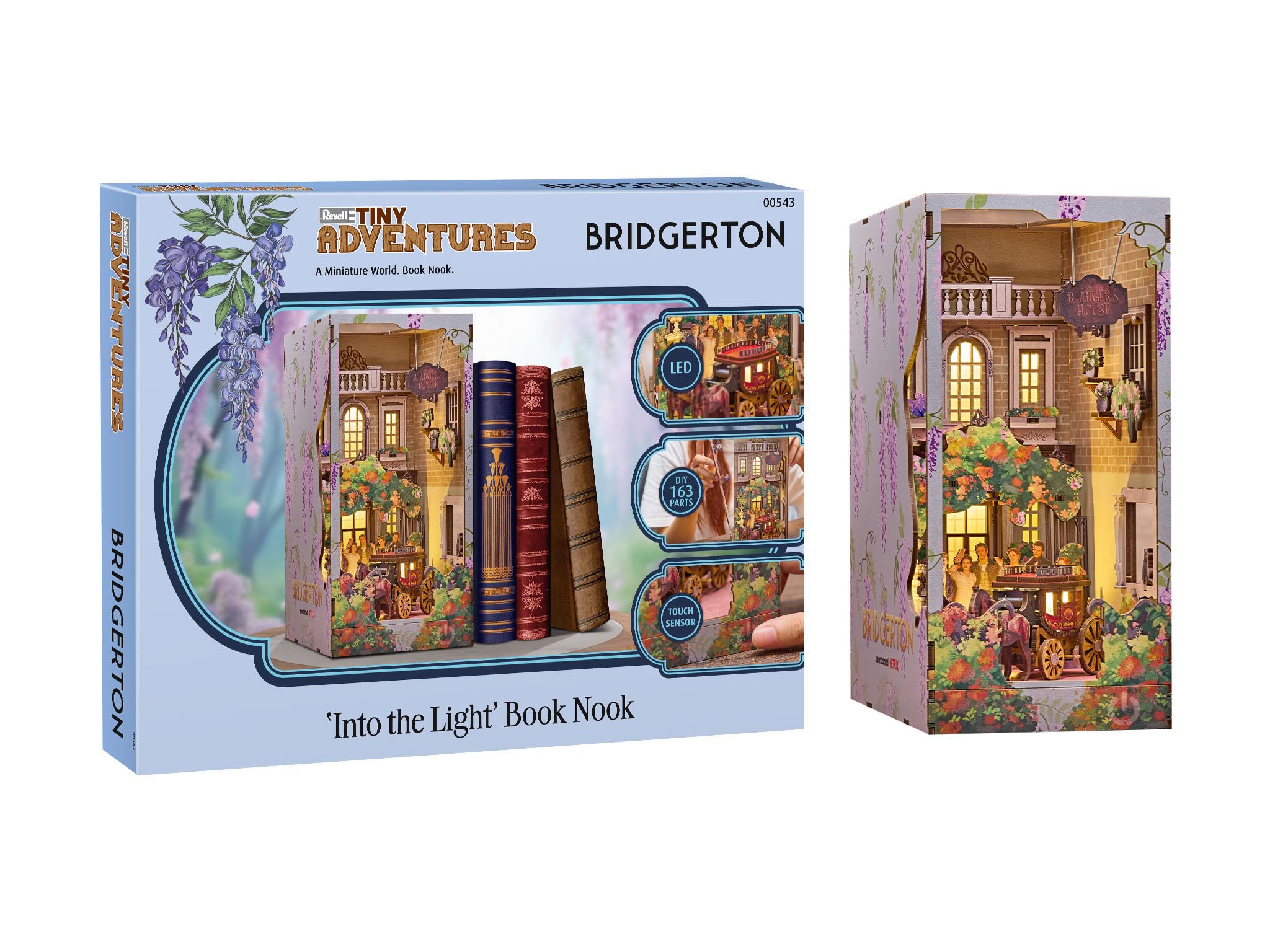 Revell Tiny Adventures Tiny Adventures - Bridgerton En la Luz Rincón de Libros - con Iluminación LED, 3D Miniatura Manualidades de Madera de Bricolaje