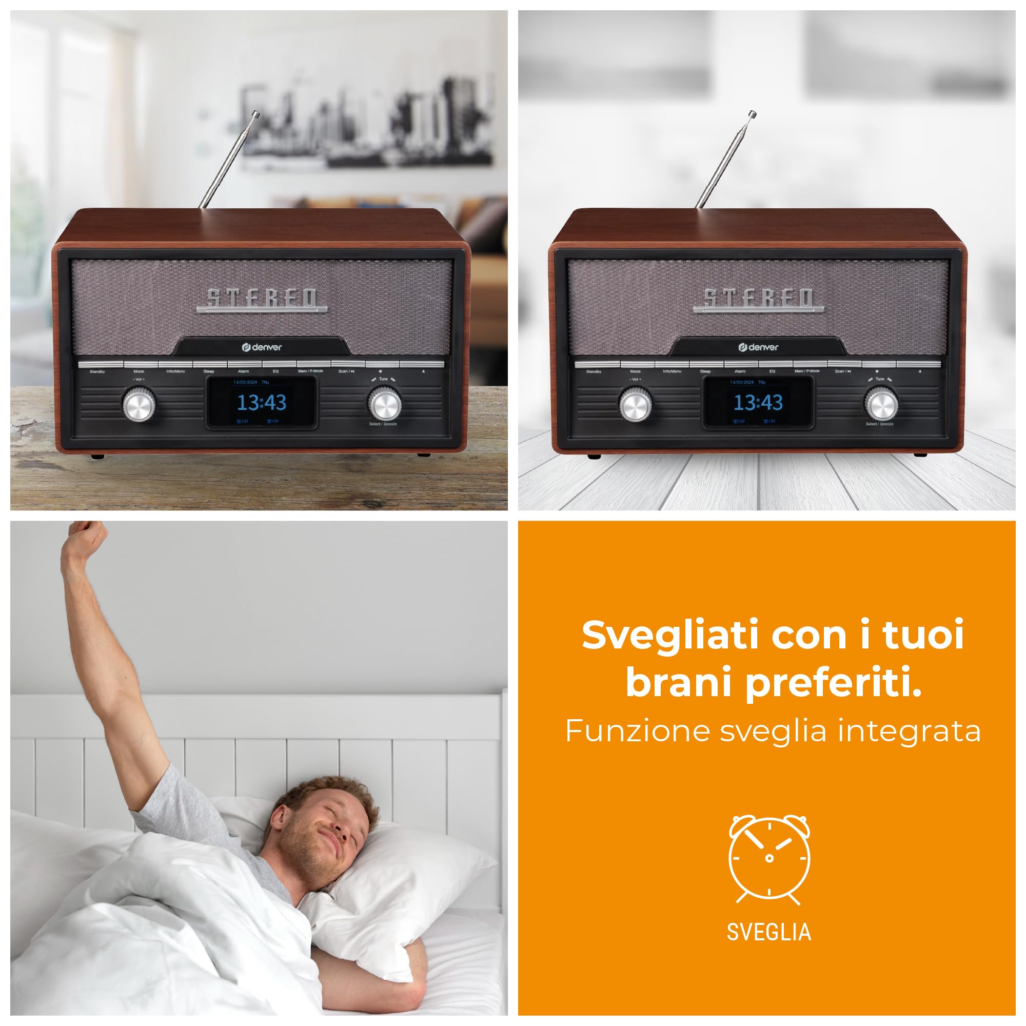 Denver Retro Dab+/FM Radio con CD/BT/USB MDA-525DW