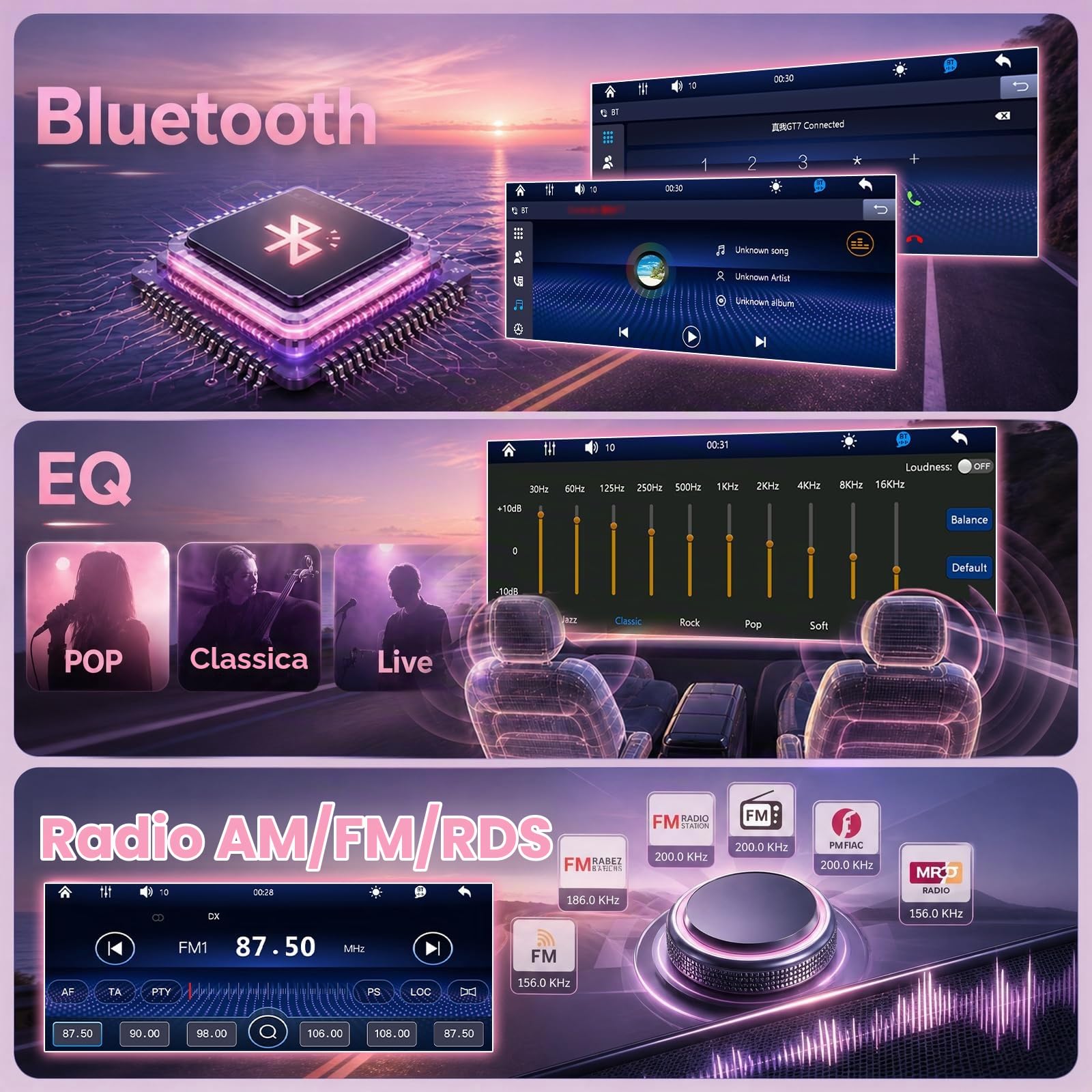 Hodozzy RDS Autoradio 1 Din con CarPlay Wireless Android Auto,Schermo da 5.1 Pollici con USB Type-C, Compatibile con Bluetooth 5.2, FM, Ricarica Rapida, EQ Comandi al Volante, Telecamera Posteriore
