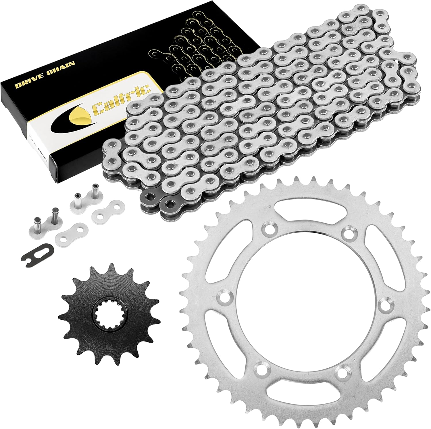 Caltric Drive Chain and Sprockets Kit Compatible with Suzuki DR350 1994-1999 / DR-Z400S 2000-2017