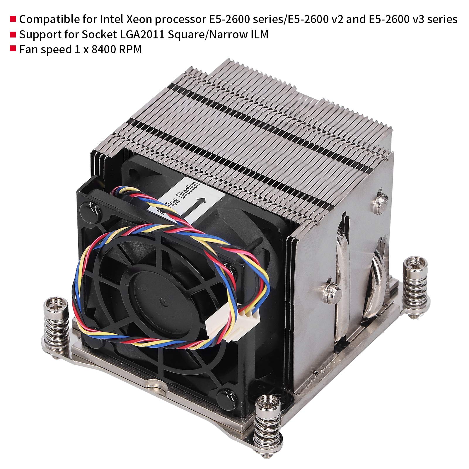 Rengue Disipador de Calor Activo para CPU, Ventilador de Refrigeración para Servidor 8400 RPM, 65 Mm, para E5-2600 Series Socket LGA2011 Square Narrow ILM 2U