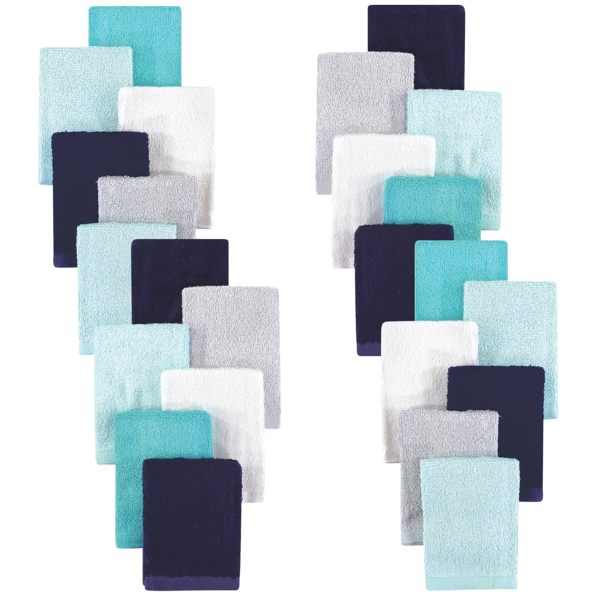 Hudson Baby Unisex Baby 24Pc Rayon from Bamboo Woven Washcloths, Navy Teal, One Size