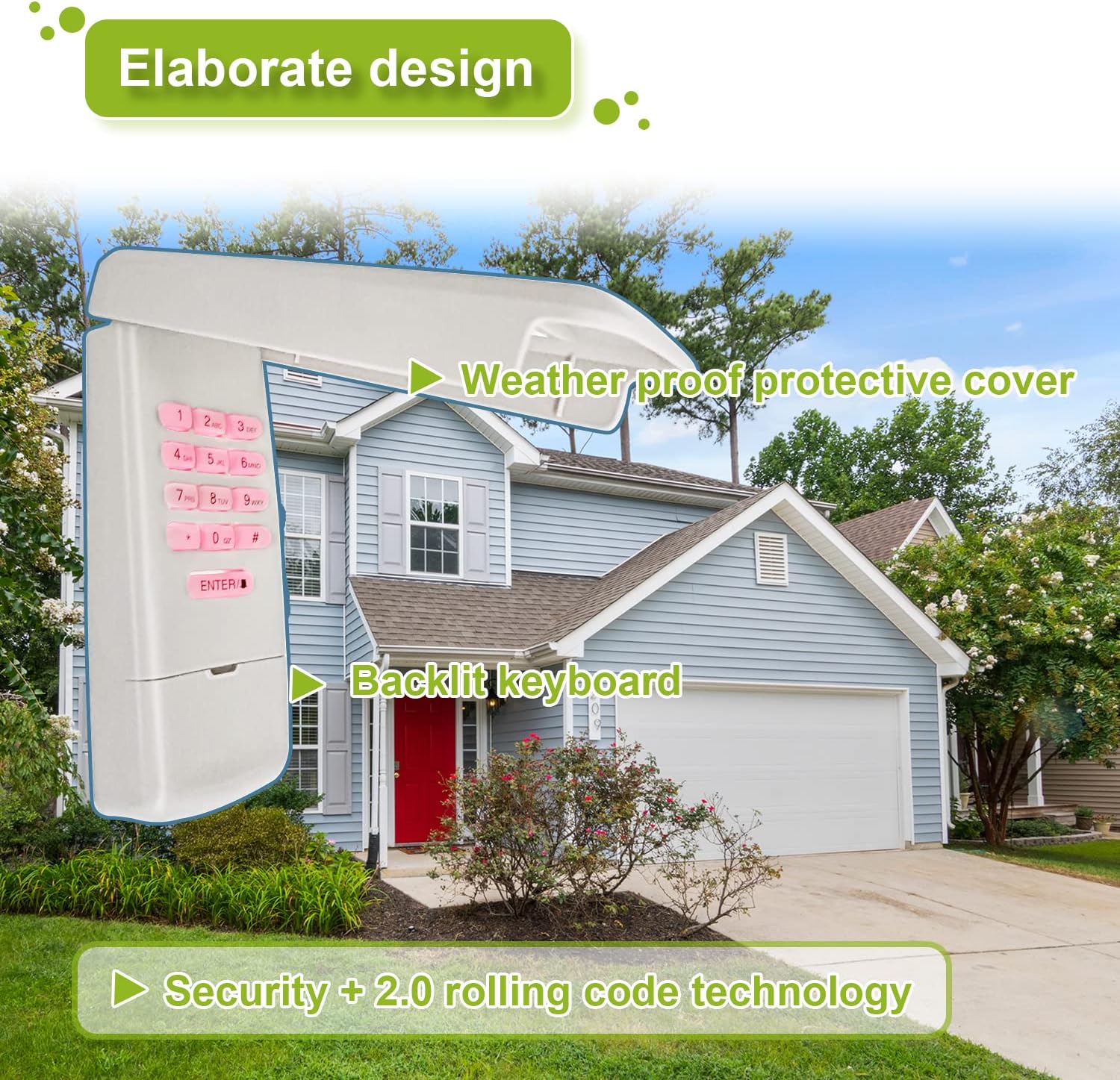 877MAX Keypad with 2 Pack 893MAX Remote, Fit for Liftmaster/Chamberlain Garage Door Openers, Keypad Replace 878MAX 376LM 377LM 877LM 977LM, Remote Replace 893LM G953EV-P2 371LM 373LM 971LM 973LM