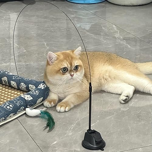 Miniatura 7 de FOTN Juego de juguetes interactivos para gatos con plumas y campanas realistas para gatos de interior con diseño de aleteo y autosostenimiento,