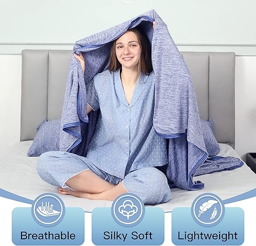 Miniatura 4 de MOOFUN Manta refrescante de verano azul marino 6080