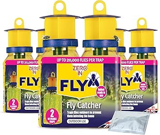 Zero In Outdoor Catcher - Ready-Baited Outdoor Fly Trap, Triple Pack - Non-Toxic, Insect Trap to Attract & Trap Bugs - Suitable for Garden & Outdoor Use, Lasts up to 2-3 Weeks