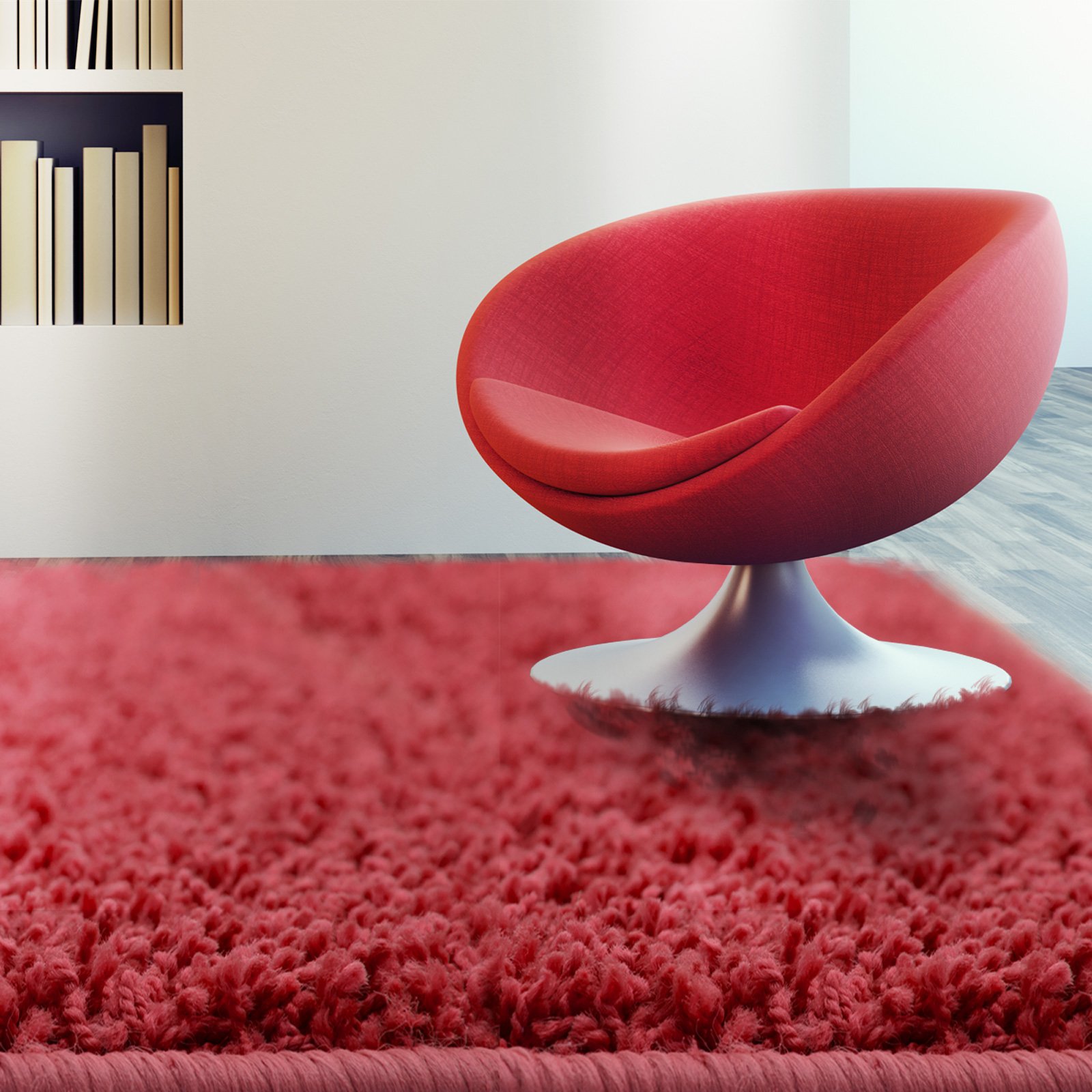 Floori Shaggy Tapis au poil de haute qualité 200x290 cm rouge