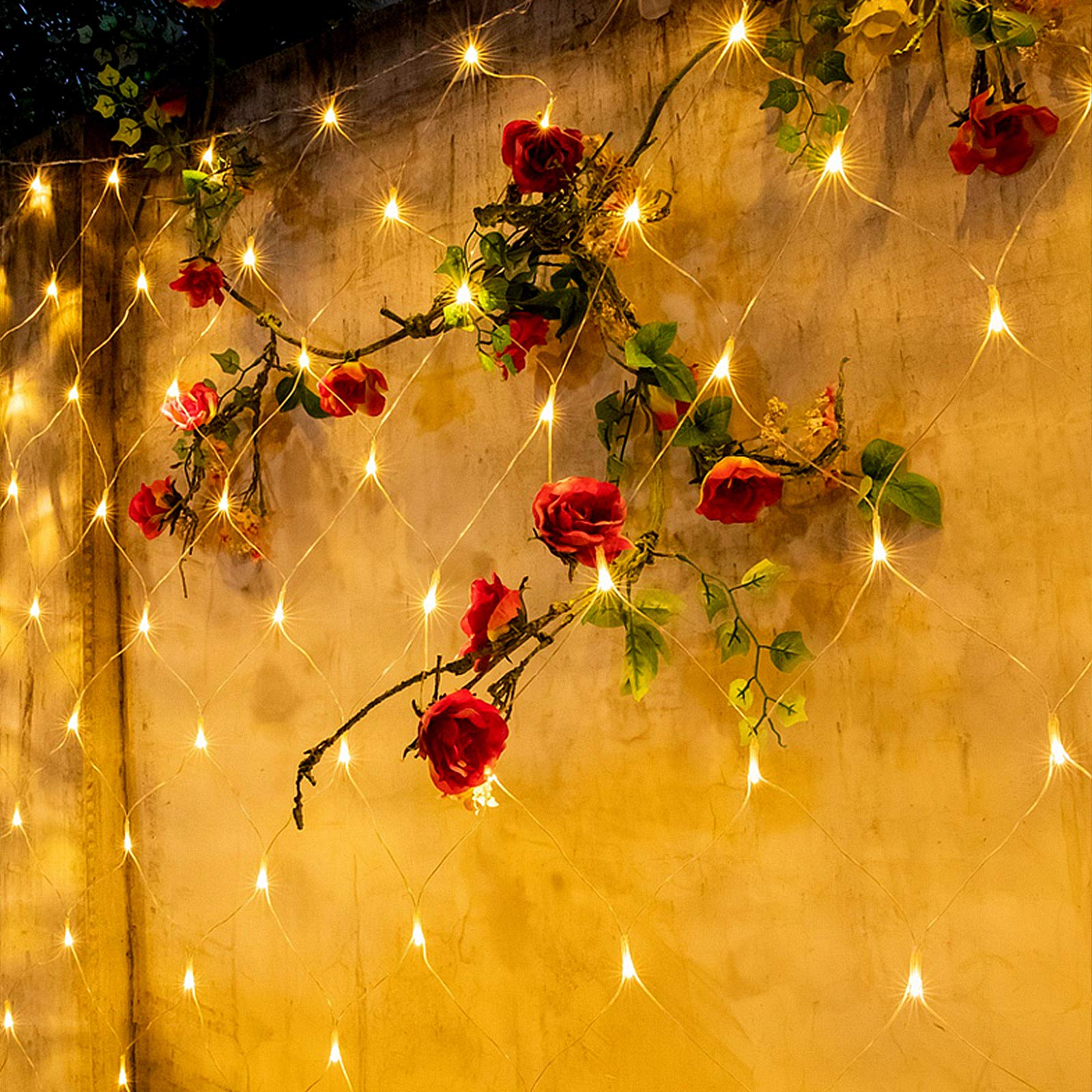 LZQ Kurtyna świetlna LED, 6 x 4 m, łańcuch świetlny, ciepła biel, 8 trybów ściemniania, drut miedziany z wtyczką, na imprezę, Boże Narodzenie, do użytku wewnątrz i na zewnątrz