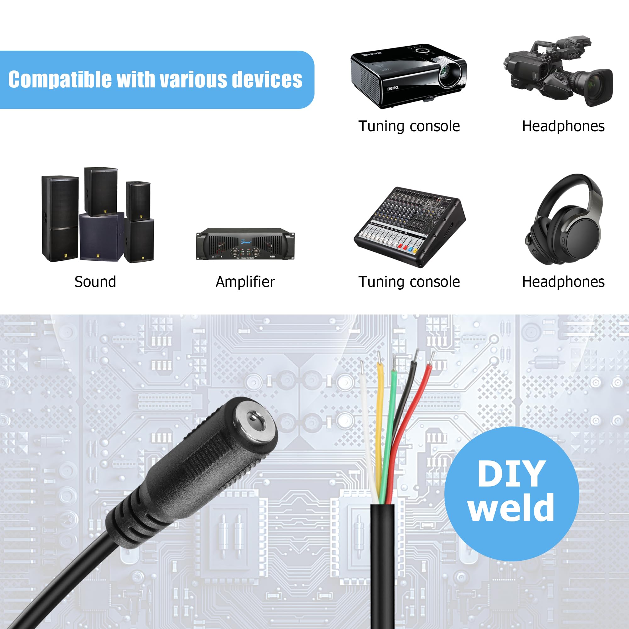 Amazon | YAODHAOOD 交換用 3.5mm メス プラグ - 裸線 オープンエンド