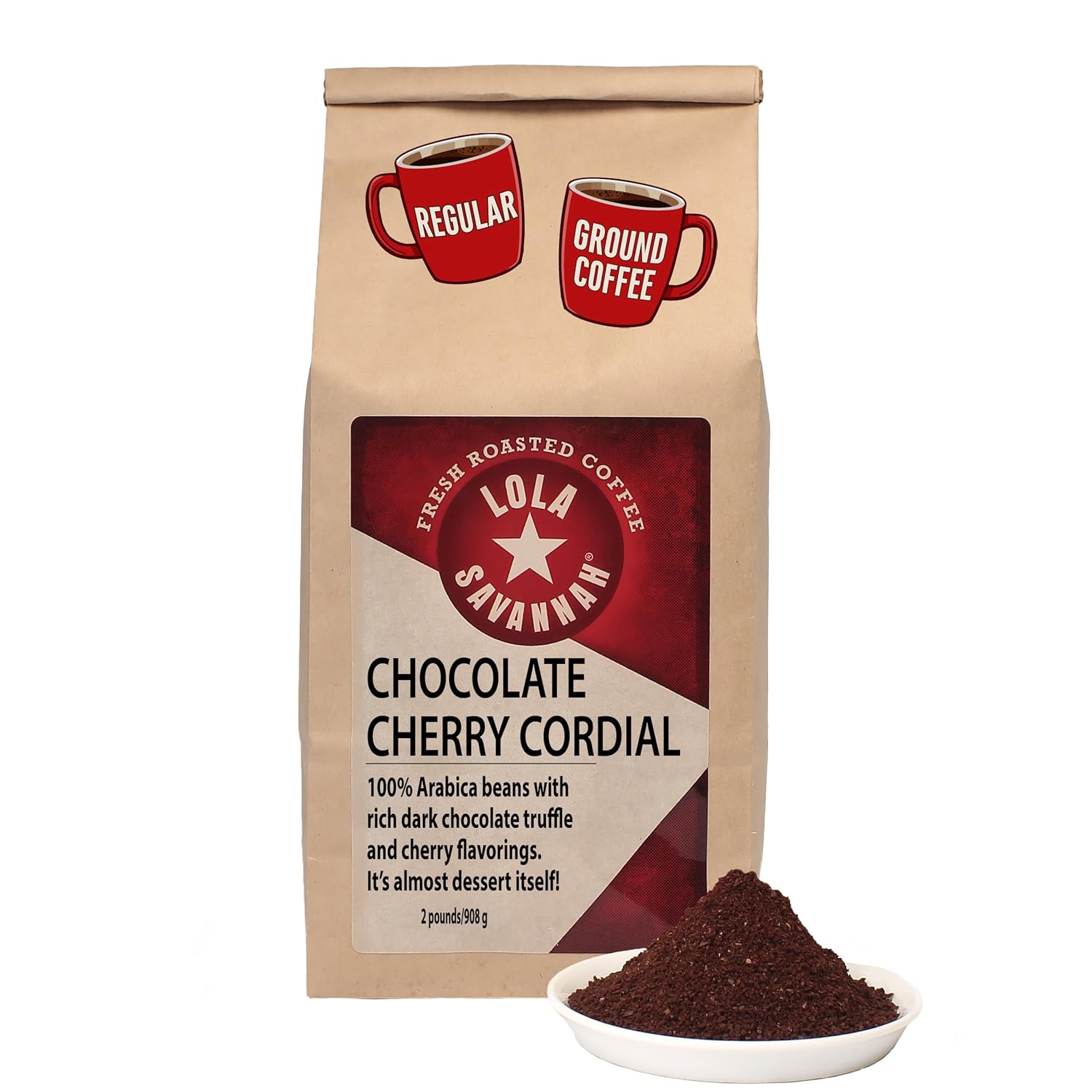 Lola Savannah Chocolate Cherry Cordial Ground Caffeinated Coffee, 2lb