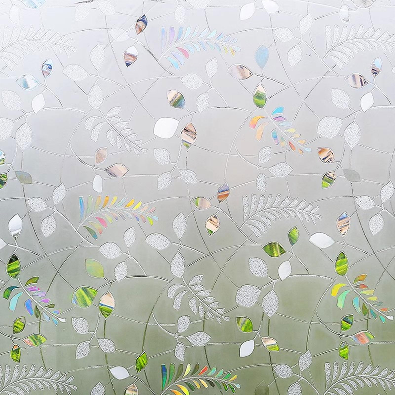 Eiauiuo Ice Crystals 3D Rainbow Window Film - Frosted Decorative Film For Privacy Protection, Anti-UV, Self-Adhesive Static Cling Window Film For Home & Office, Opaque Glass Film(90x100cm)