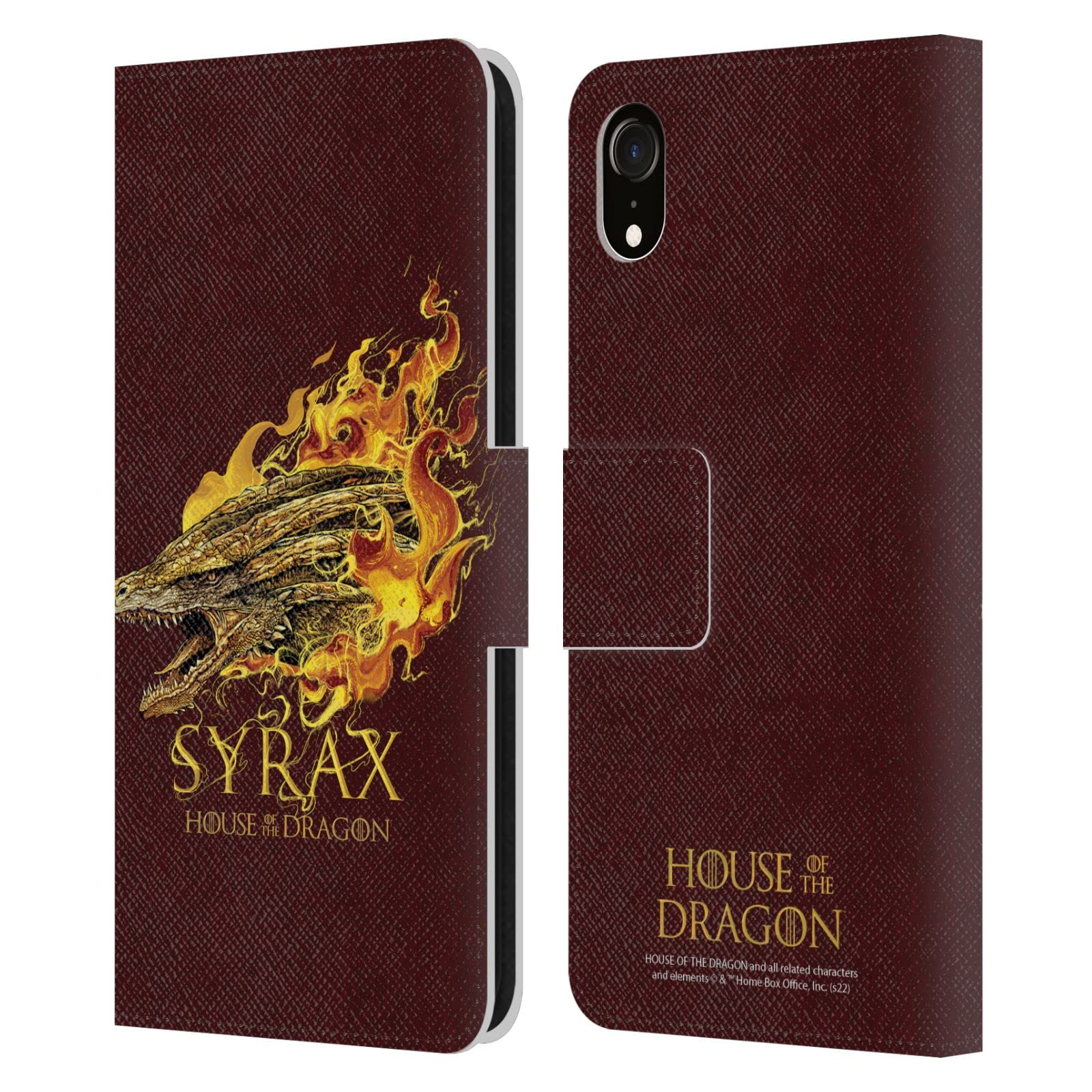 Head Case Designs Officially Licensed House of The Dragon: Television Series Syrax Art Leather Book Wallet Case Cover Compatible with Apple iPhone XR