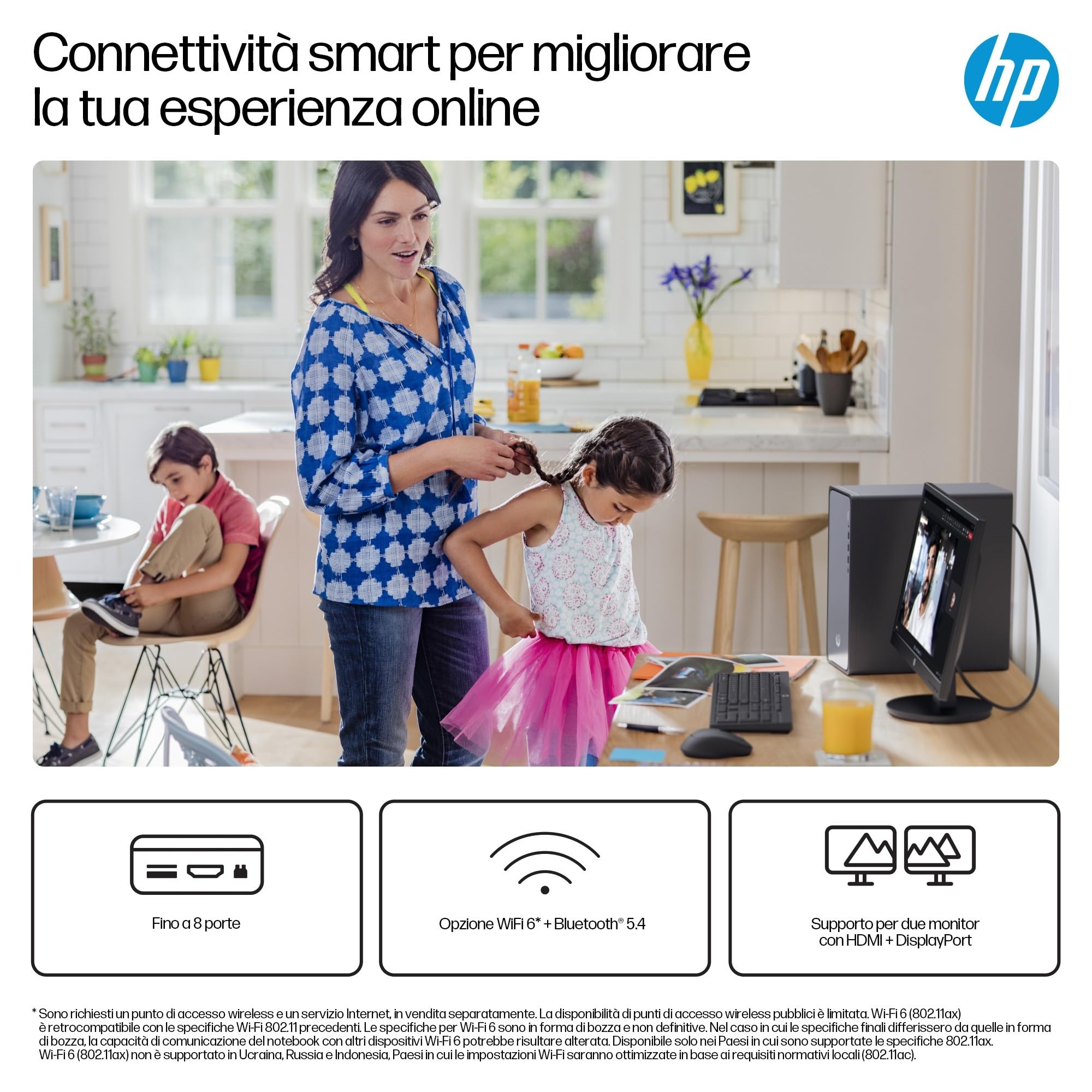 HP OmniDesk M02-0007sl, Desktop, Intel Core i5-14400, Intel Evo, 16GB RAM, 512GB SSD, Grafica Integrata, PSU ad Alta Efficienza, Windows 11 Home, Meteor Silver