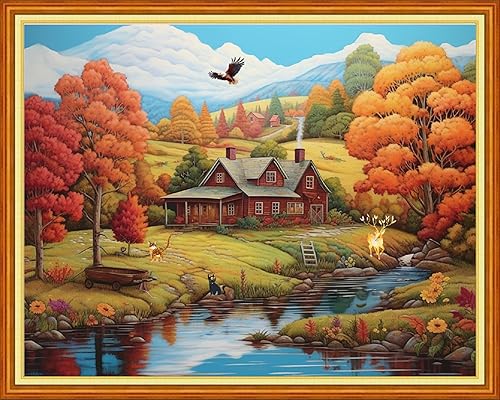 Miniatura 22 de Dimensean Kits de punto de cruz estampados, gama completa de patrones de bordado, kits de iniciación para principiantes y adultos, kits de punto