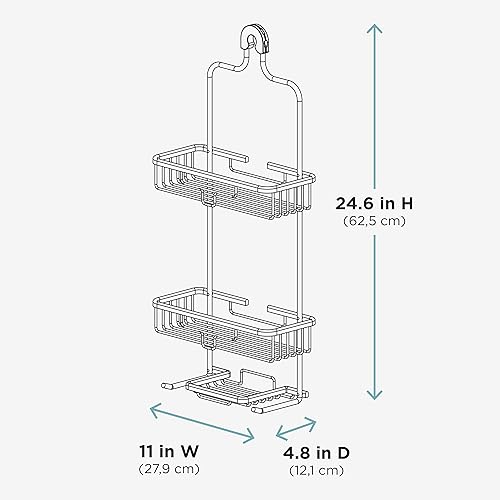 Miniatura 6 de Zenna Home Organizador de ducha colgante para colocar sobre el cabezal de ducha, resistente al óxido, sin taladrar, organizador de baño con 2