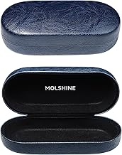 molshine Hard Shell Sunglasses Case,PU Leather Eyeglass Box Classic Large Glasses Holder for Women Men