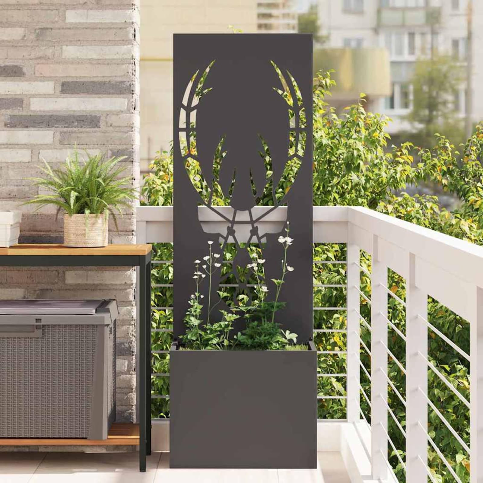 Osłona ogrodowa na płótnie, wzór zwierzęcy, czarna, 50 x 140 cm – dekoracyjna, odporna na wiatr ochrona przed wzrokiem ze stali walcowanej na zimno na taras i balkon