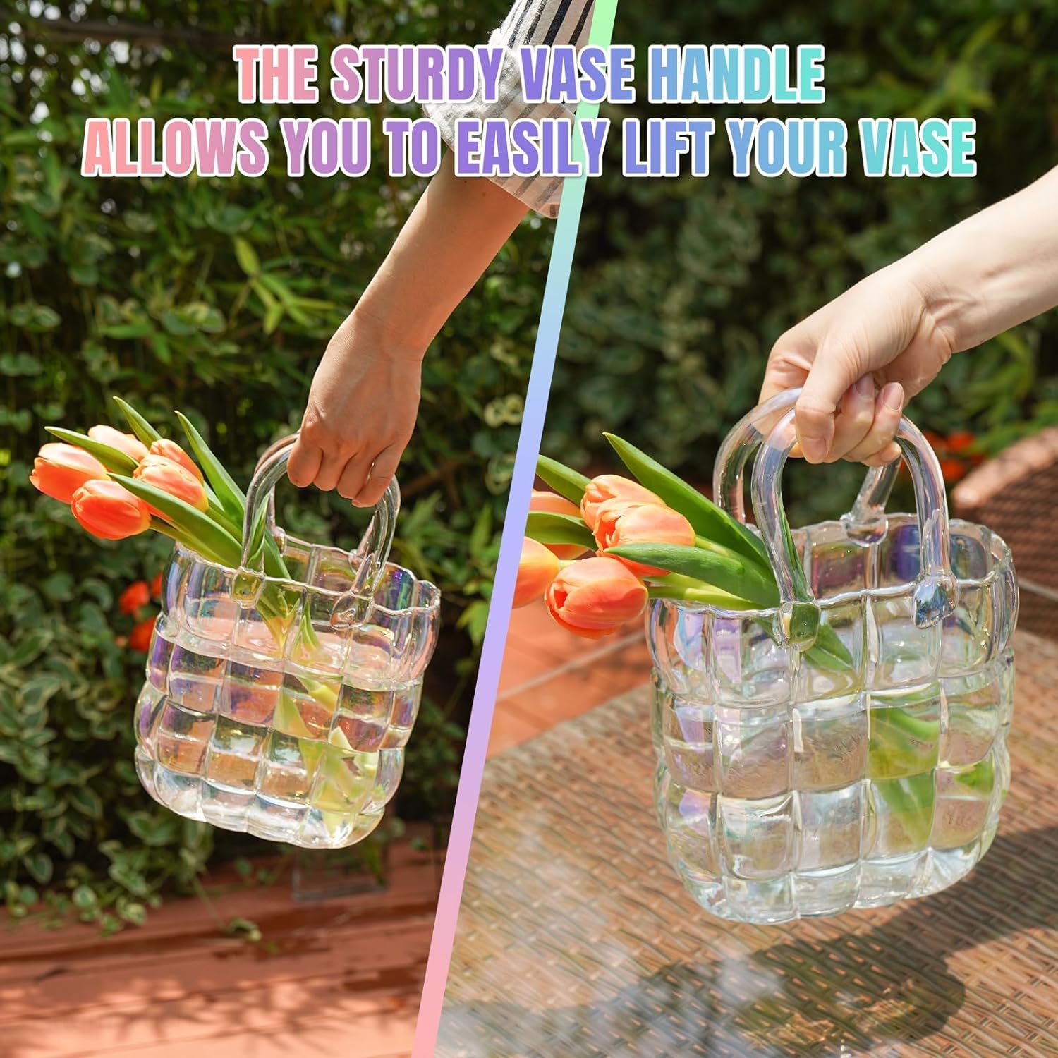 Glass Flower Vase for Decoration (Colourful), Colorful - Image 4