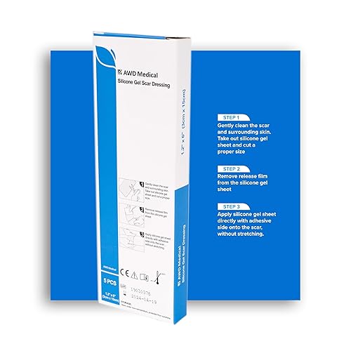 Miniatura 5 de AWD - Hojas de silicona para cicatrices para eliminación de cicatrices, cinta de silicona para cicatrices quirúrgicas, sección C, queloides, cinta