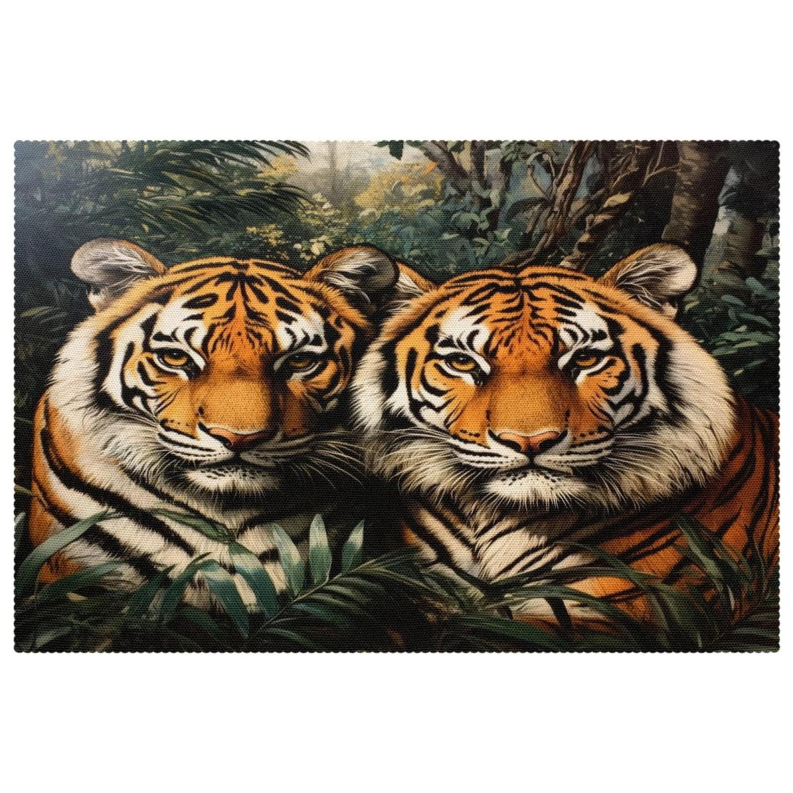 Sets de table Tiger on Forest lot de 6 lavables pour repas chic