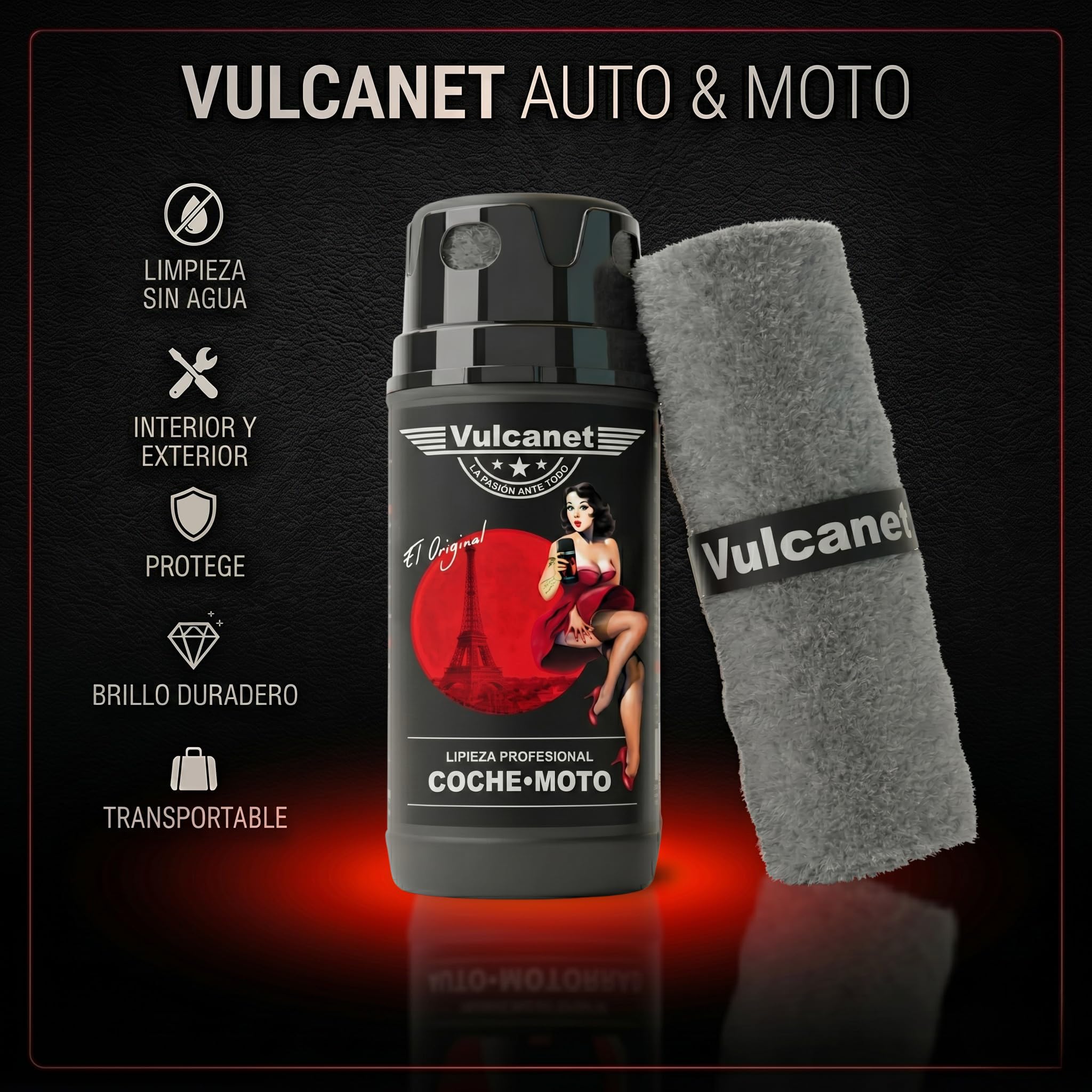 Vulcanet - Toallitas de limpieza, sin agua, para motocicleta y coche (80 unidades)