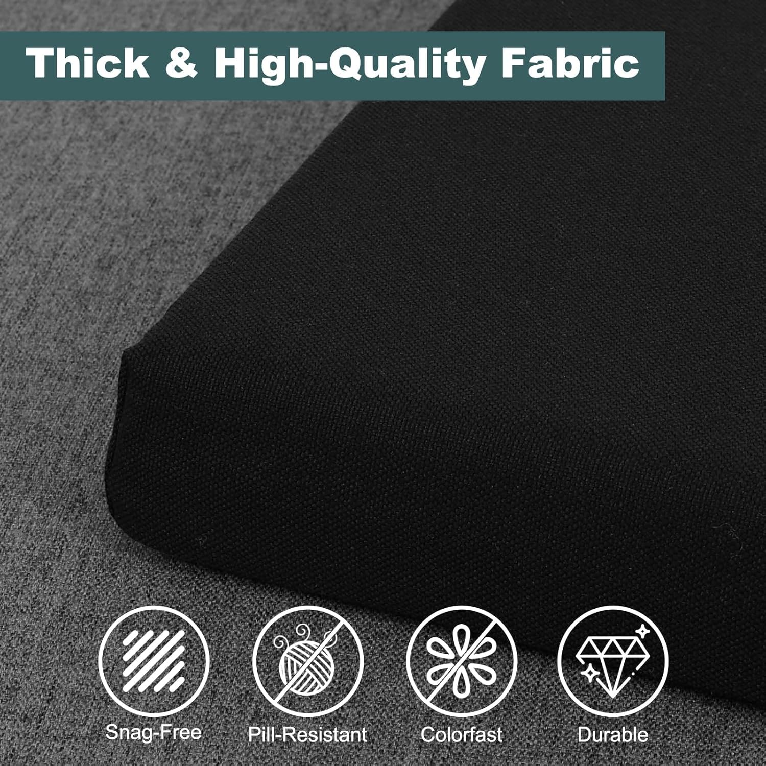 baibu 40 Inch Bench Cushion, Dual-Layer Design Memory Foam Indoor Bench Cushion, Non-Slip Standard Size Rectangle Seat Pad with Ties, 40x16x2Inch, Black