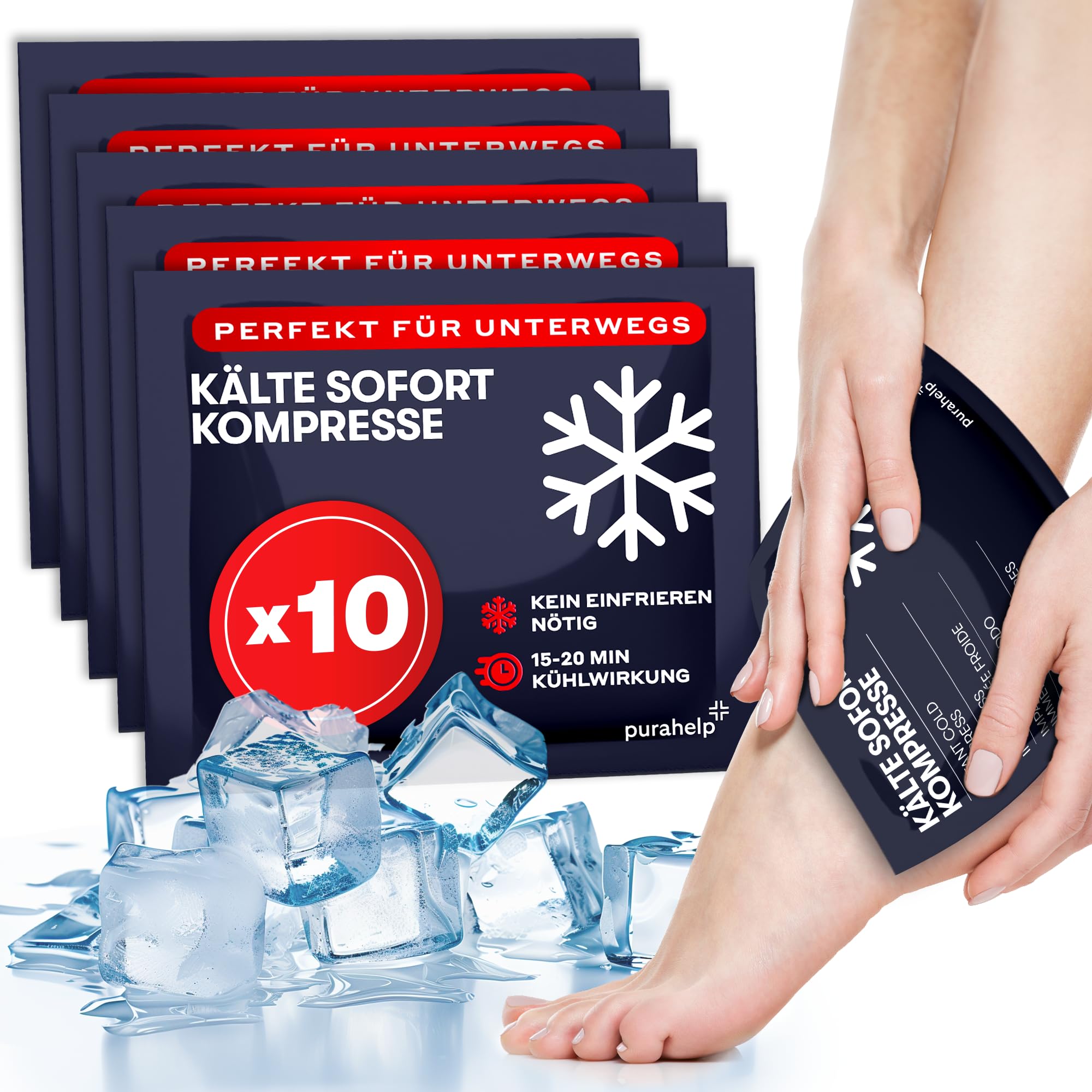 PURAHELP® Einweg Sofort Kühlpads [10 STÜCK] - 12x15 cm | Direkt Kühlpack zum Knicken