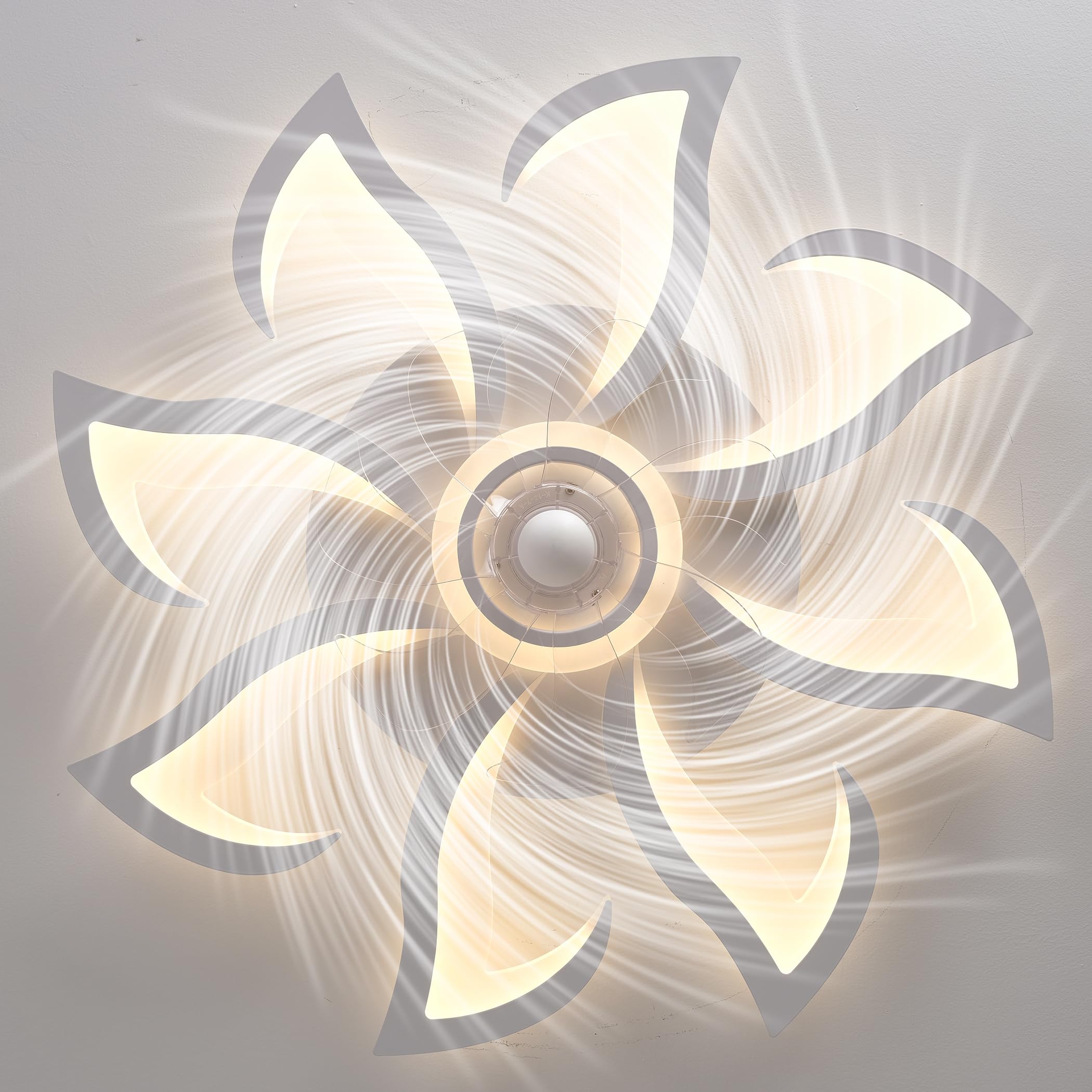 Ventilatore da Soffitto con Luce e telecomando, Dimmerabile LED Plafoniere, Lampada da soffitto con Ventilatore Regolabile 6 Velocità/Reversibili, Memoria, Tempistica (70cm/6 Luce)