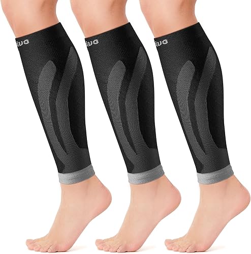 Vista 61 de CAMBIVO 3 pares de mangas de compresión de pantorrilla para hombres y mujeres, calcetines de compresión sin pies para espinillas, alivio del dolor