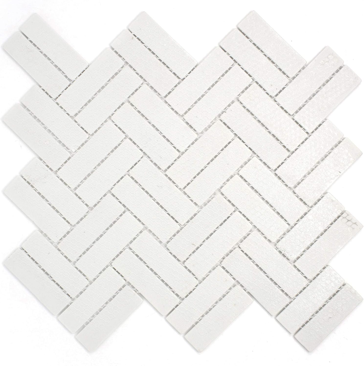 TREGLG-09 Recycle Glass Wooden Look Blue Herringbone Mosaic Tile Backsplash (10 Sheets)